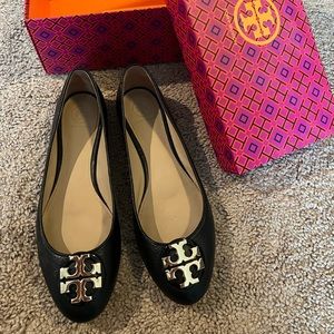Tory Burch, Claire Ballet Flat, Black Leather 8.5